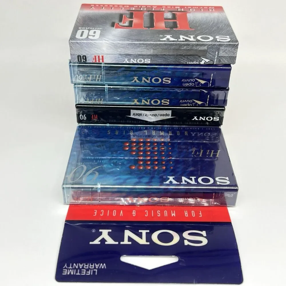 Lot of 6 Sony Audio Cassette Tapes BLANK HiFi 60/90 Min Normal Bias Type 1 NOS